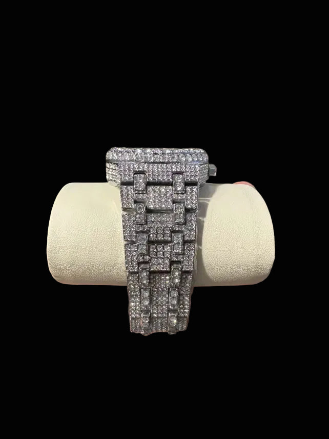All Silver Audemars Piguet Iced Out Watch With Box